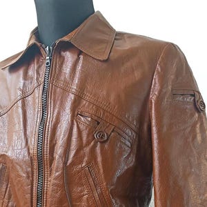 Vintage 80s Tan Leather Bomber Jacket, size M unisex