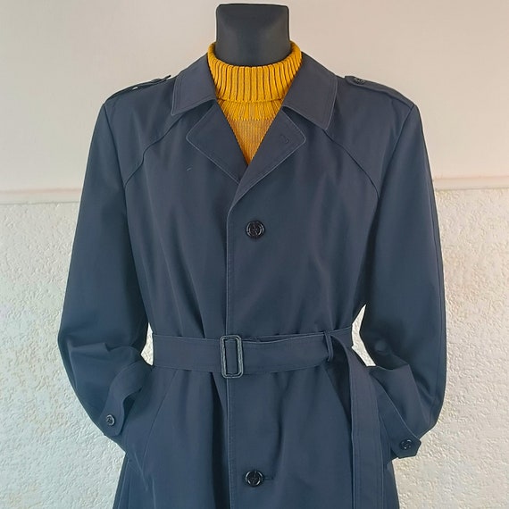 Vintage Trench Coat Navy Linen