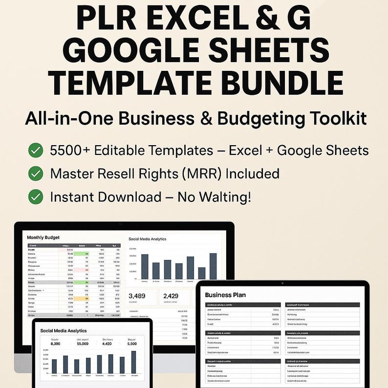 5500+ MRR Excel | Google Sheets PLR Bundle | All-in-one Budget ...