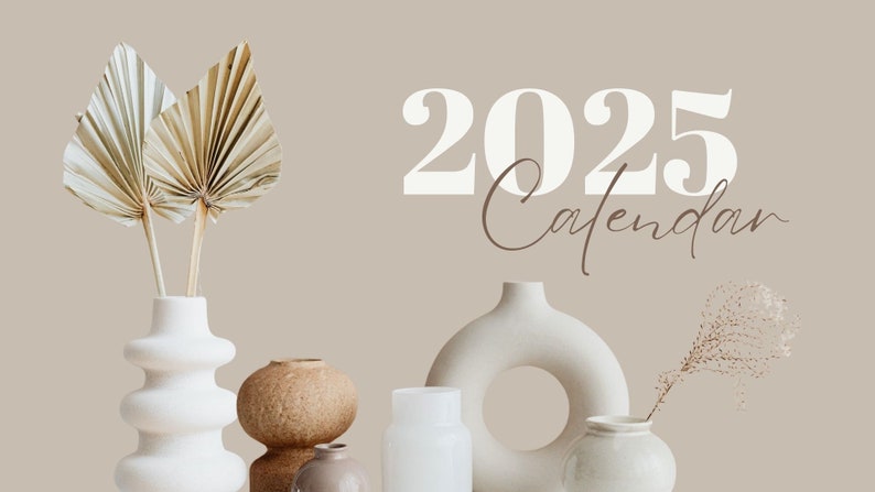 2025 Monthly Calendar Creamy Beige Aesthetic Photo Home Decor - Etsy