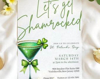 Shamrock Party St Patricks Day Invitation Shamrocked Dinner Party Invite Ireland Irish Patricks Day Invitation Clover Girls Party Invites
