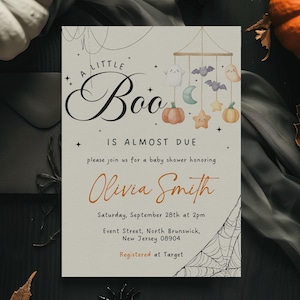 A Little Boo is Almost Due Baby Shower Invite Editable Spooky Baby Shower Invitation Halloween Shower Template Printable Little Boo Shower