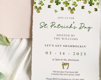 St Patricks Day Invitation Shamrock Party Invite Ireland Irish Patricks Day Invitation Clover Club Party Invitation Dinner Party Brunch