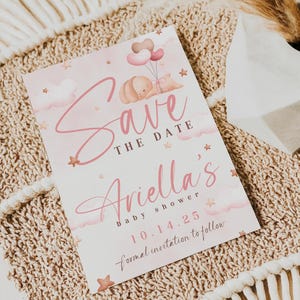 Save the Date Einladung Ostern Babyparty Mädchen Babyparty Häschen Rosa Babyparty Rosa Sterne Häschen Thema Babyparty Oh Baby Mädchen Ostern