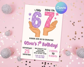 Six Seven Birthday Invitation for Girls Editable Meme Trending 6-7 Birthday Party Invite Bruh Girl 7th Birthday Kids Birthday Digital Invite