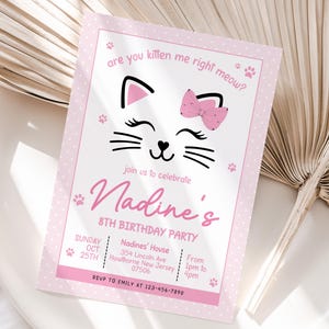 Kitty Cats Invite Editable Birthday Invitation Cats Pink Party Kitten Cats Birthday Party Themed Cat Birthday Girl Cat Meow Party Printable