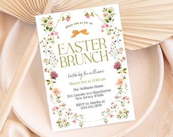 Floral Easter Brunch Invitation, Spring Garden Party (Digital Download)