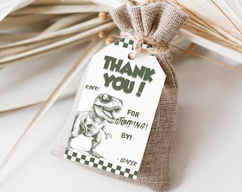 Dinosaur Thank You Tags Dinosaur Favor Tag Editable T-Rex Favor Tags Dino Thank You Favor Tag Three Rex Dinosaur Printable Gift Tag Favors