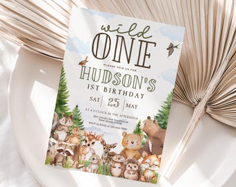 Convite Woodlands Wild One Woodland Animals Primeiro Aniversário Convite Wild One Forest Party Woodland 1º Aniversário Menino Convite Para Imprimir