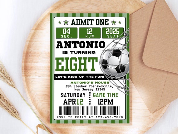 Soccer Birthday Invitation Soccer Template Sport Birthday Boy Invitation Editable Football Invitation Ticket Template Any Age Invitation