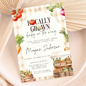 Baby Farmer Market Shower Invitation Locally Grown Shower Invite Template Printable Vegetable Baby Gender Neutral Canva Editable Invitation
