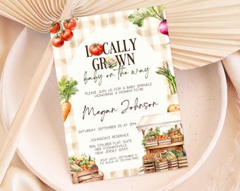 Baby Farmer Market Shower Invitation Locally Grown Shower Invite Template Printable Vegetable Baby Gender Neutral Canva Editable Invitation