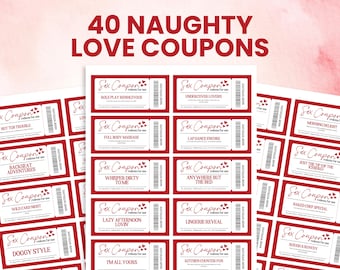 Sex Coupons Printable Love Coupons 40 Naughty Coupon for Couples Editable Sexy Coupons Valentines Gift for him Anniversary Gift Love Voucher