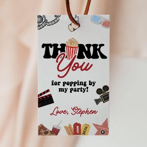 Movie Birthday Party Favor Tags Editable Gift Tags Sleepover Birthday Party Any Age Birthday Boy Thank You Tag Party Favor For Movie Night