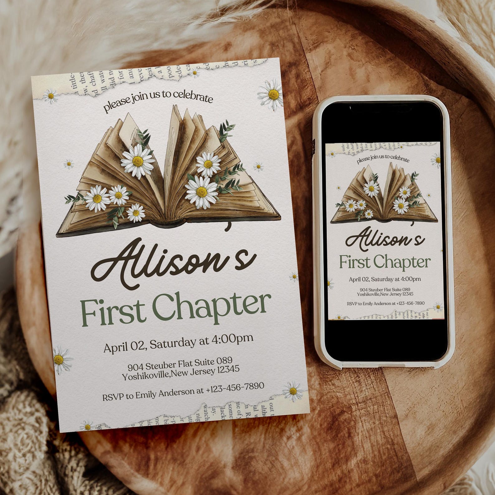 Book Invitation Storybook First Birthday Invite First Chapter Editable ...