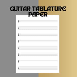 Blank  Guitar Tab Paper, Tablature Sheet, Printable Digital Download