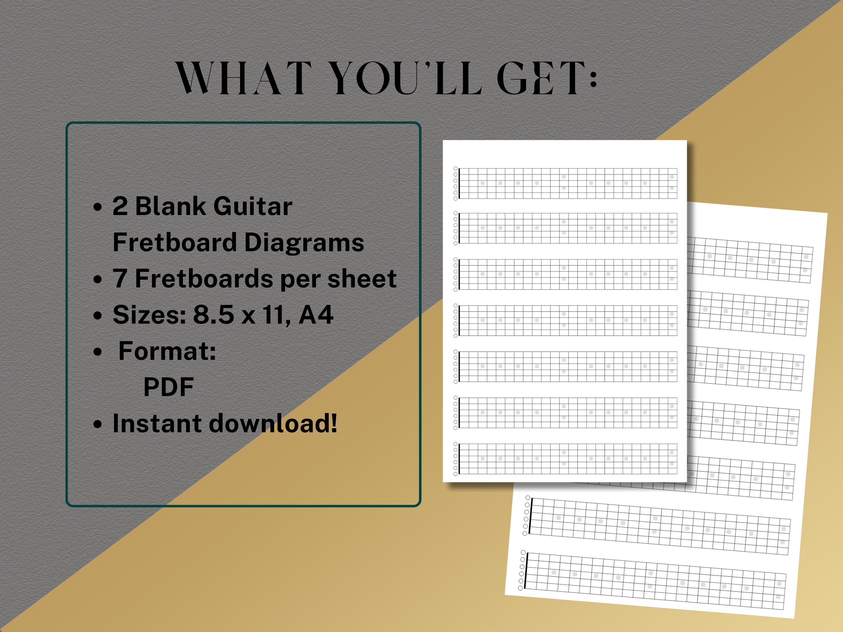 Printable Guitar Blank Fretboard Diagram, Printable Digital Download - Etsy