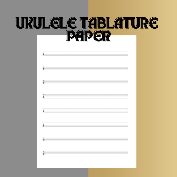 Blank Ukulele Tab Paper, Tablature Sheet, Printable Digital Download