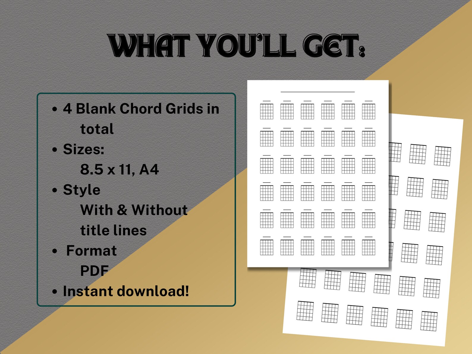 Blank Guitar Chord Grids, Guitar Chord Chart, Chords Diagram, Printable ...