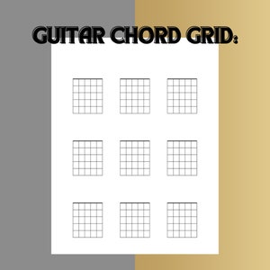 Blank Guitar Xtra Large Chord Grid, Blank Chord Diagram, Guitar Chord ...