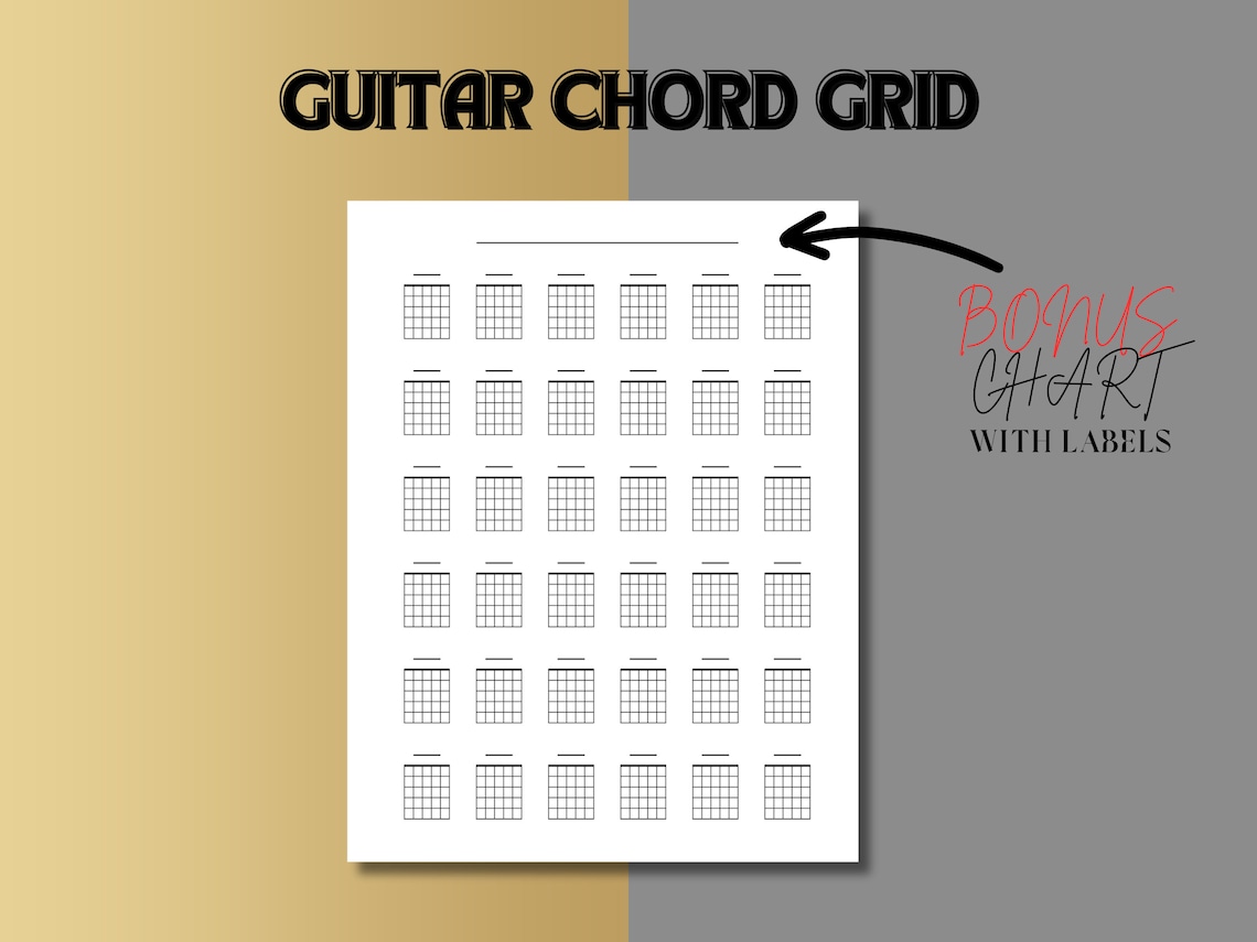 Blank Guitar Chord Grids, Guitar Chord Chart, Chords Diagram, Printable ...