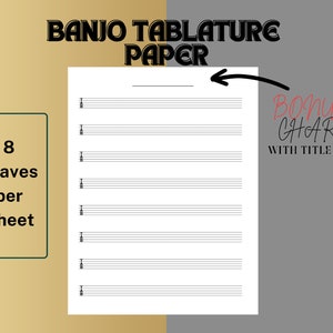 Blank Banjo Tab Paper, Tablature Sheet, Printable Digital Download - Etsy
