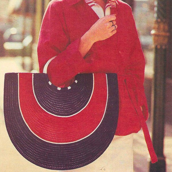 Women's Tote Bag Red White and Blue Purse for 4th of July Gift for Her Watermelon Look Vintage 80s Handbag for Summertime