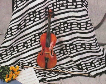 Crochet Pattern: Musical Notes Blanket, Symphony Afghan (PDF Pattern)