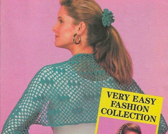 CROCHET PATTERN Green Bolero with Matching Hair Clip Easy Clothing Pattern for Women's Clothes