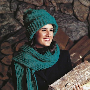 Easy CROCHET PATTERN Scarf and Hat Beginner Cap and Scarf Gift for Her