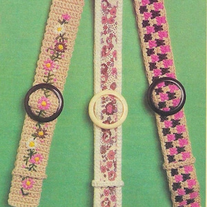 Crochet Pattern Bohemian Belt in 3 Styles Gift for Boho Lovers Retro 80s Clothing