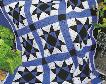 Blue Star Blanket Crochet Pattern Afghan Any Size Throw Motif Pattern