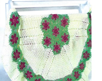 Floral Hexagon Crochet Blanket PATTERN: Join-As-You-Go Afghan (Digital Download)