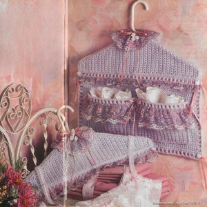 CROCHET PATTERN Hanger Covers Non-Slip PDF Digital Download Vintage 90s Lavender Hanger Covers with Pockets Decorative Lacy Gift for Her