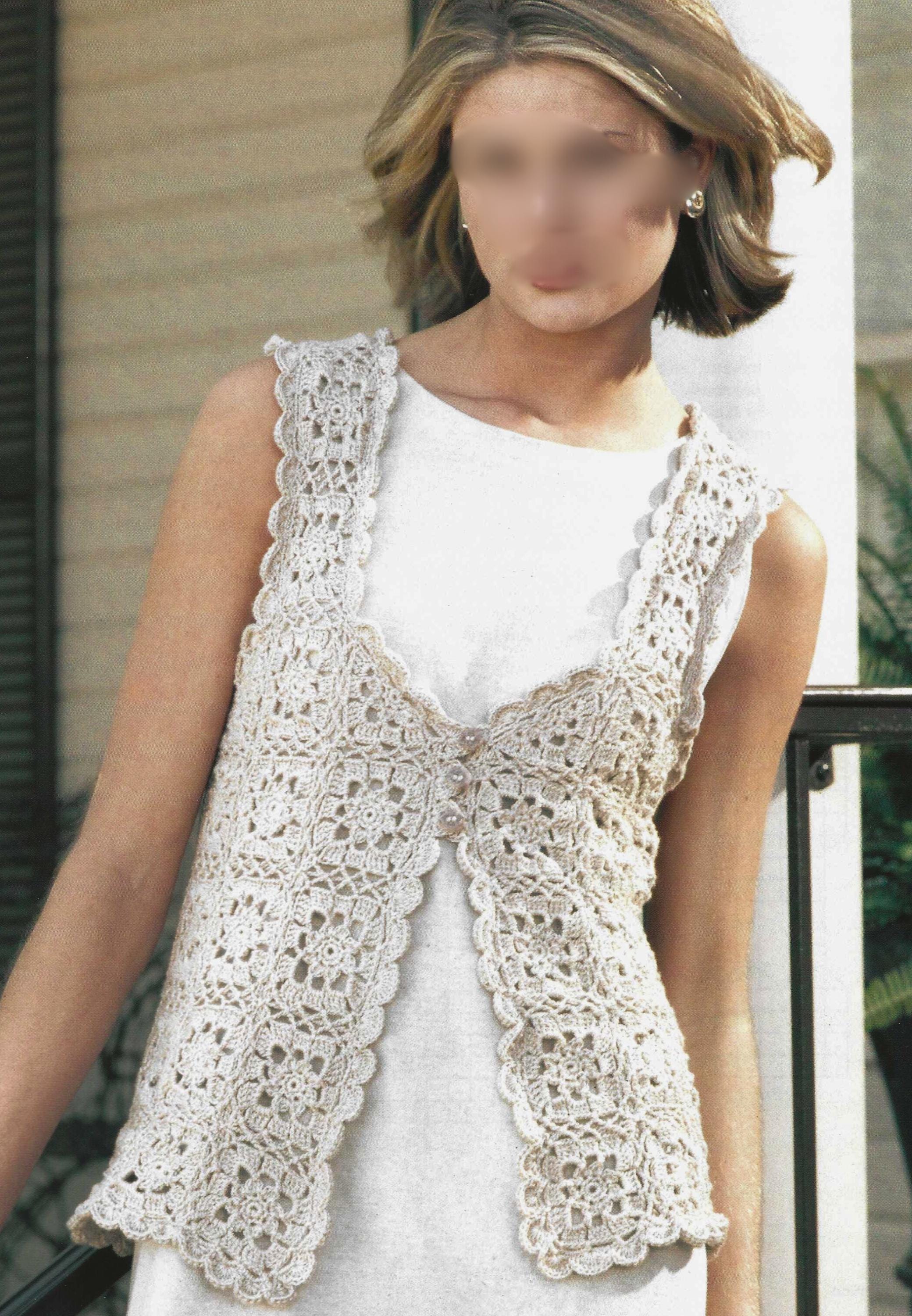 Women's Crochet Vest Pattern, Vintage PDF Pattern XS-XXL
