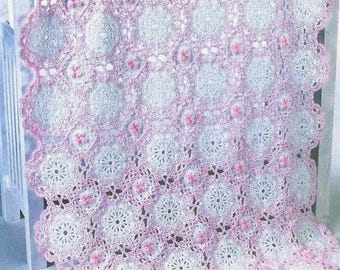 Lacy Crochet Baby Blanket PATTERN: Pink & White Afghan (PDF Pattern)