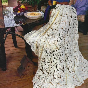 Pineapple CROCHET PATTERN Blanket Delicate White Lacy Afghan Vintage Mother's Day Gift for Her