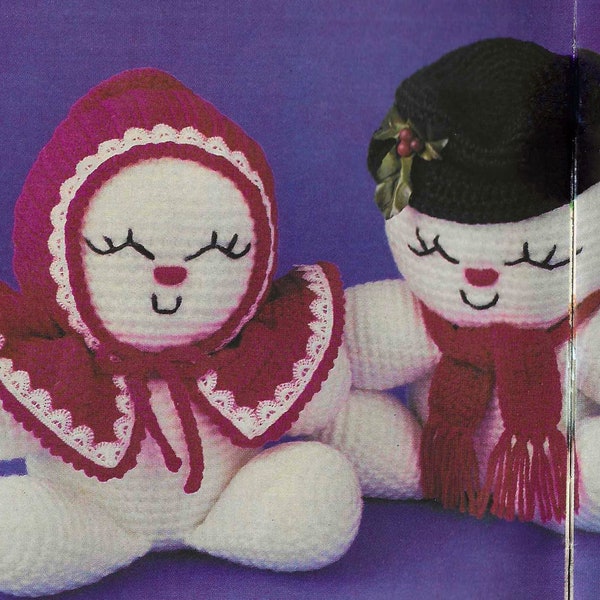 Snowman Snowlady Amigurumi Crochet Pattern Vintage 90s Mr. & Mrs. Snowman Christmas Decoration Vintage 90s Stuffed Toy