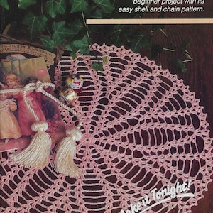 Beginner Doily CROCHET PATTERN Shell and Chain Easy for Novice Make in One Day Project Filet Crochet