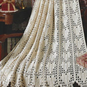 Vintage Heart Crochet Blanket Pattern: Easy Lacy Afghan (PDF Download)