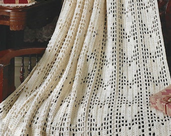 Vintage Heart Crochet Blanket Pattern: Lacy Afghan (PDF Download)