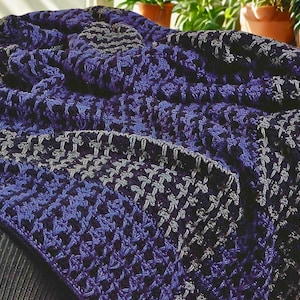 Couverture écossaise au crochet à carreaux MOTIF : damier afghan, point mosaïque (Modèle PDF)