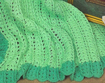 Crochet Blanket PATTERN: Quick & Easy Afghan, Mint Green (PDF Download)