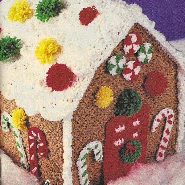 Gingerbread House CROCHET PATTERN Any Size Christmas Craft Wintertime 14" Tall Centerpiece Candy Cottage Amigurumi