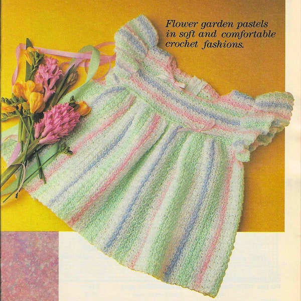 CROCHET PATTERN Toddler Dress Pastel Striped Toddler Gift Vintage from 1990s Ribbon Accents