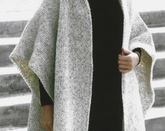 Vintage Tunisian Crochet Wrap Pattern PDF: Afghan Hook Shawl Cover-Up (Digital Download)