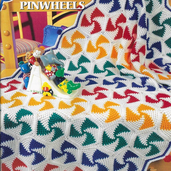 CROCHET PATTERN Colorful Blanket Pinwheel Pattern Baby Blanket Easy Crochet Home Decor Motif Pattern