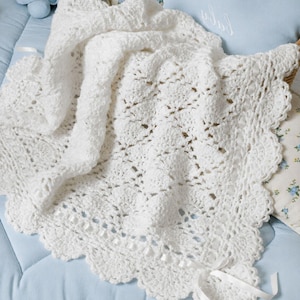 Lacy Crochet Baby Blanket Pattern: Vintage Christening Afghan (PDF Pattern)