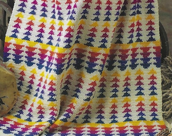 CROCHET PATTERN Banket Colorful Afghan Arrowhead Blanket Country Throw Geometric Blanket Gradient Pattern Throw