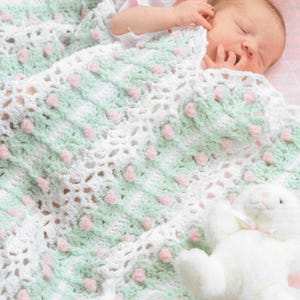 No Sew Baby&#39;s Bed of Roses CROCHET PATTERN Blanket for Infant Nursery Afghan Digital Download PDF - Tiny Pink Rose Throw for Baby&#39;s Room